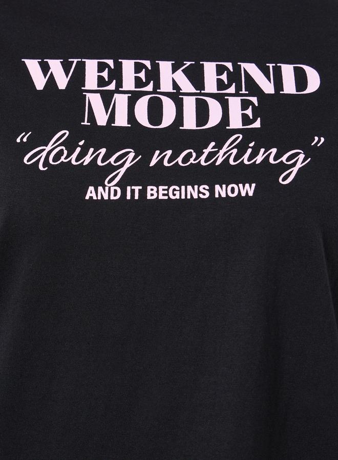 Styli Women Black Slogan Print T-Shirt - Image 3